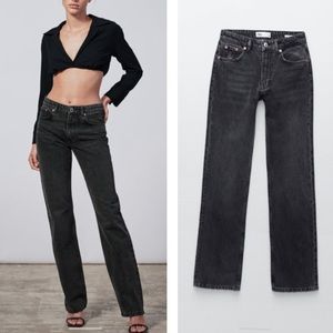 ZARA mid rise straight leg jeans blogger favorite